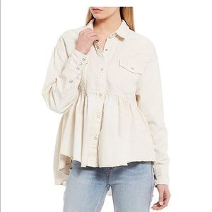 Free people button down peplum top